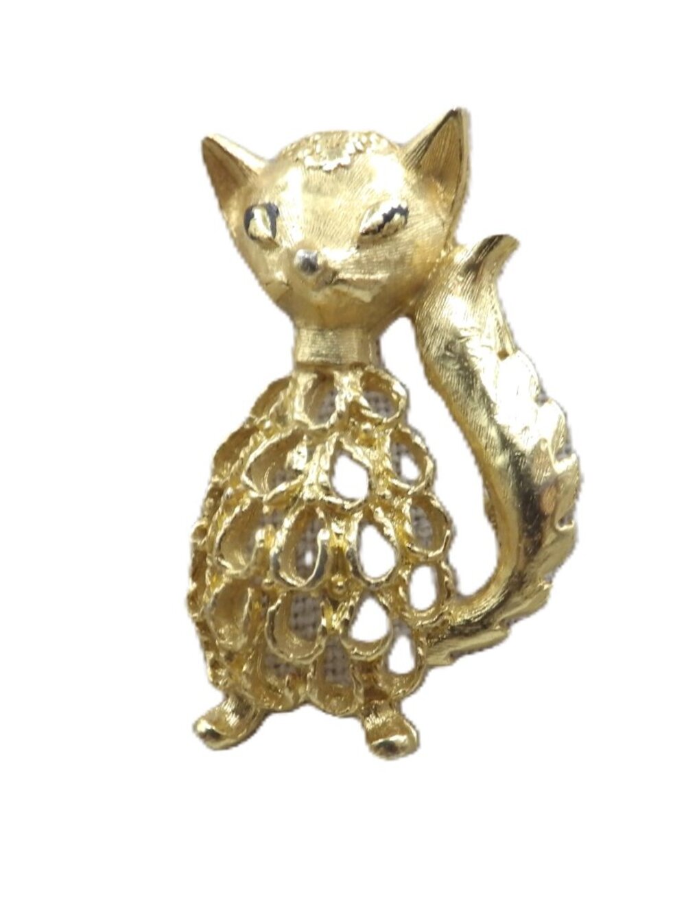 Vintage Mamselle Cat Pin/ Brooch/ Gold Tone